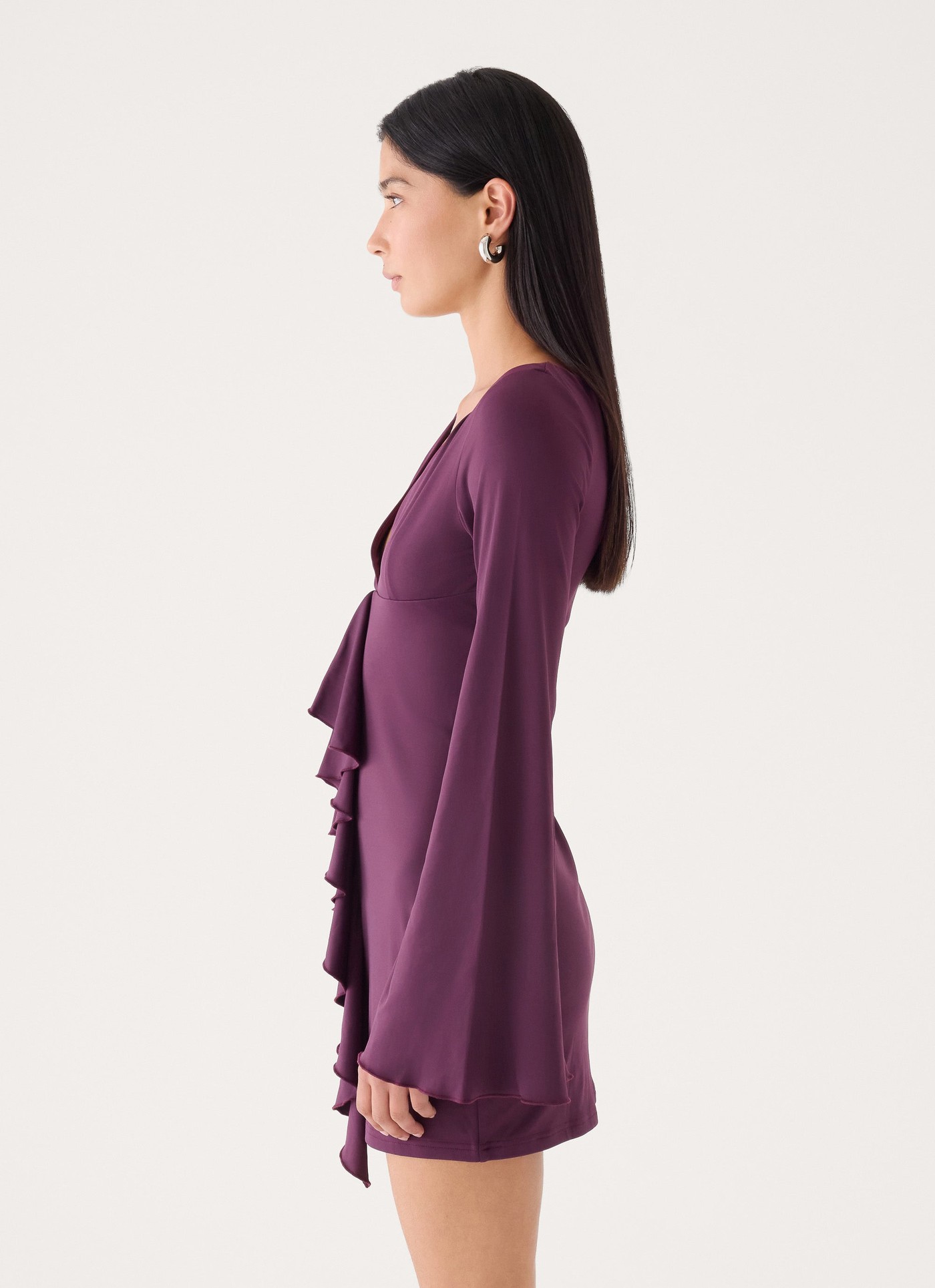 Velocity Jersey Mini Dress - Eggplant view 3