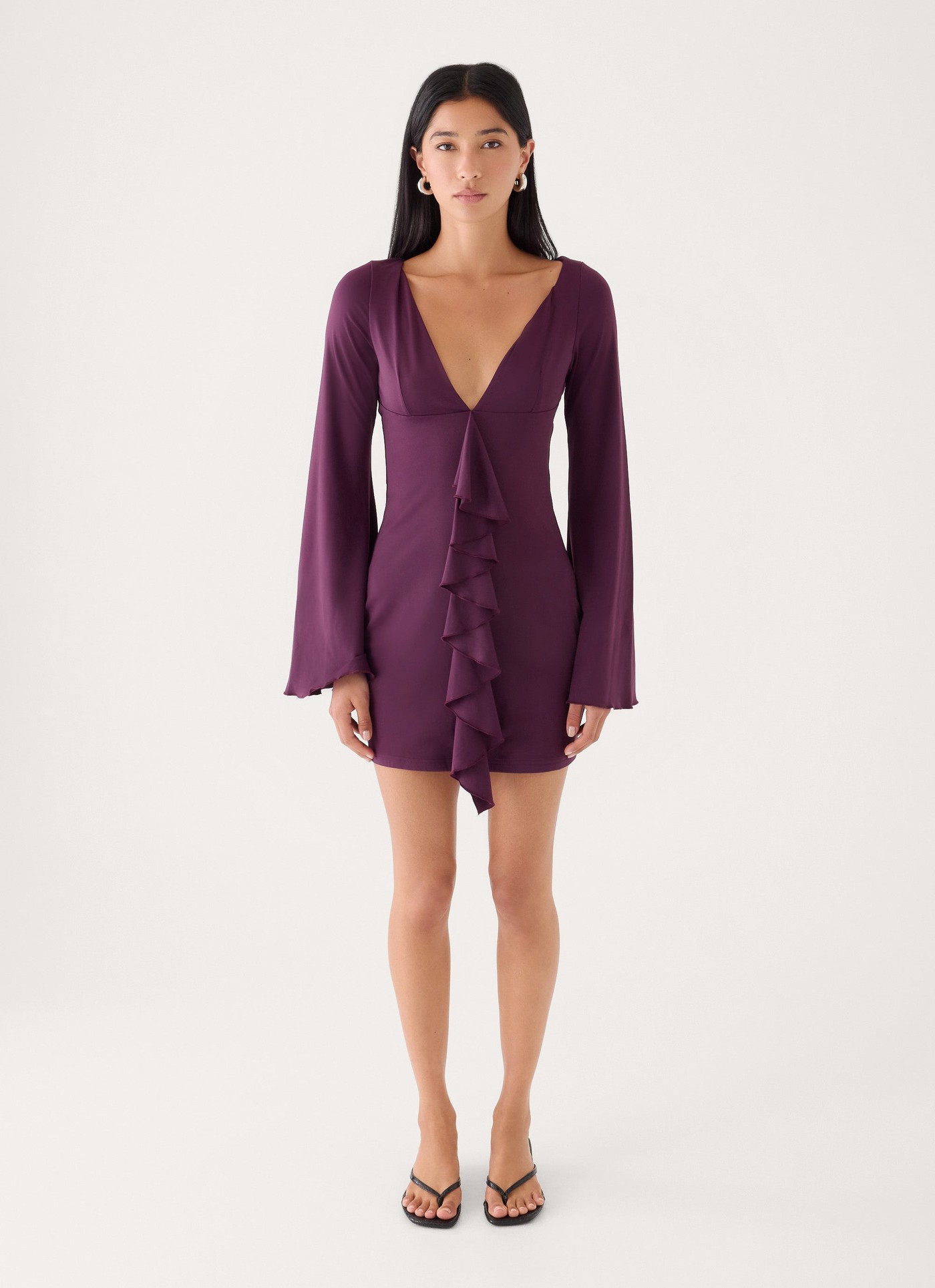 Velocity Jersey Mini Dress - Eggplant view 4