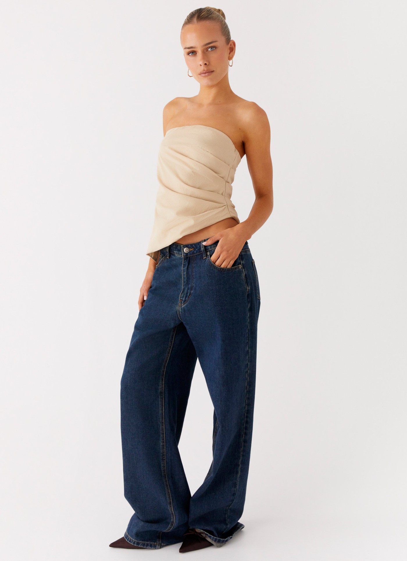 Briana Strapless Top - Tan view 4