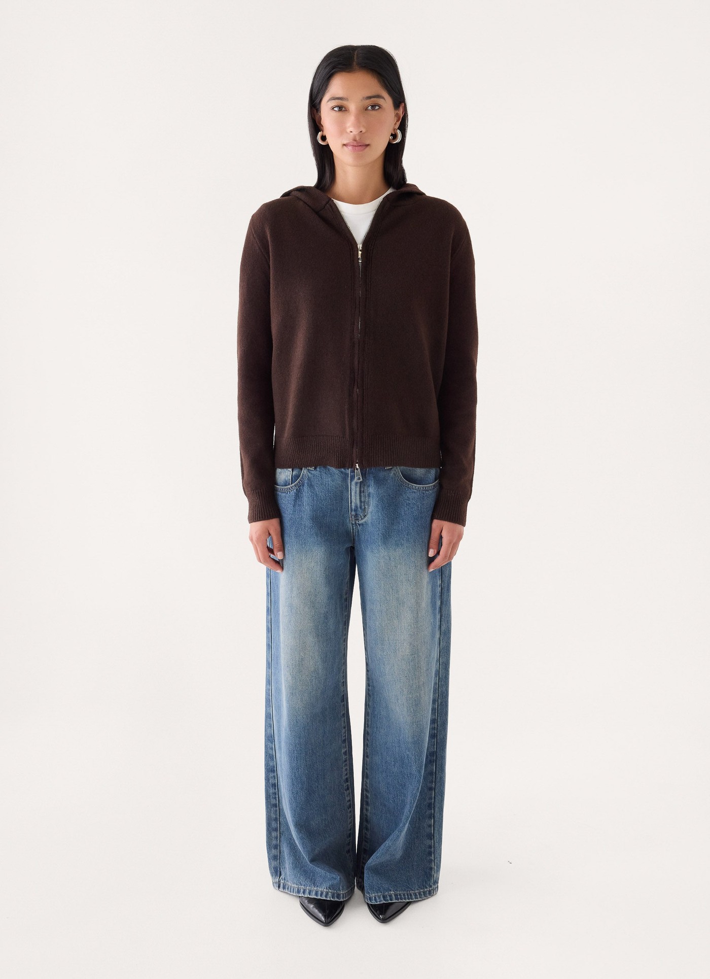 Karina Knit Zip Jumper - Brown view 4