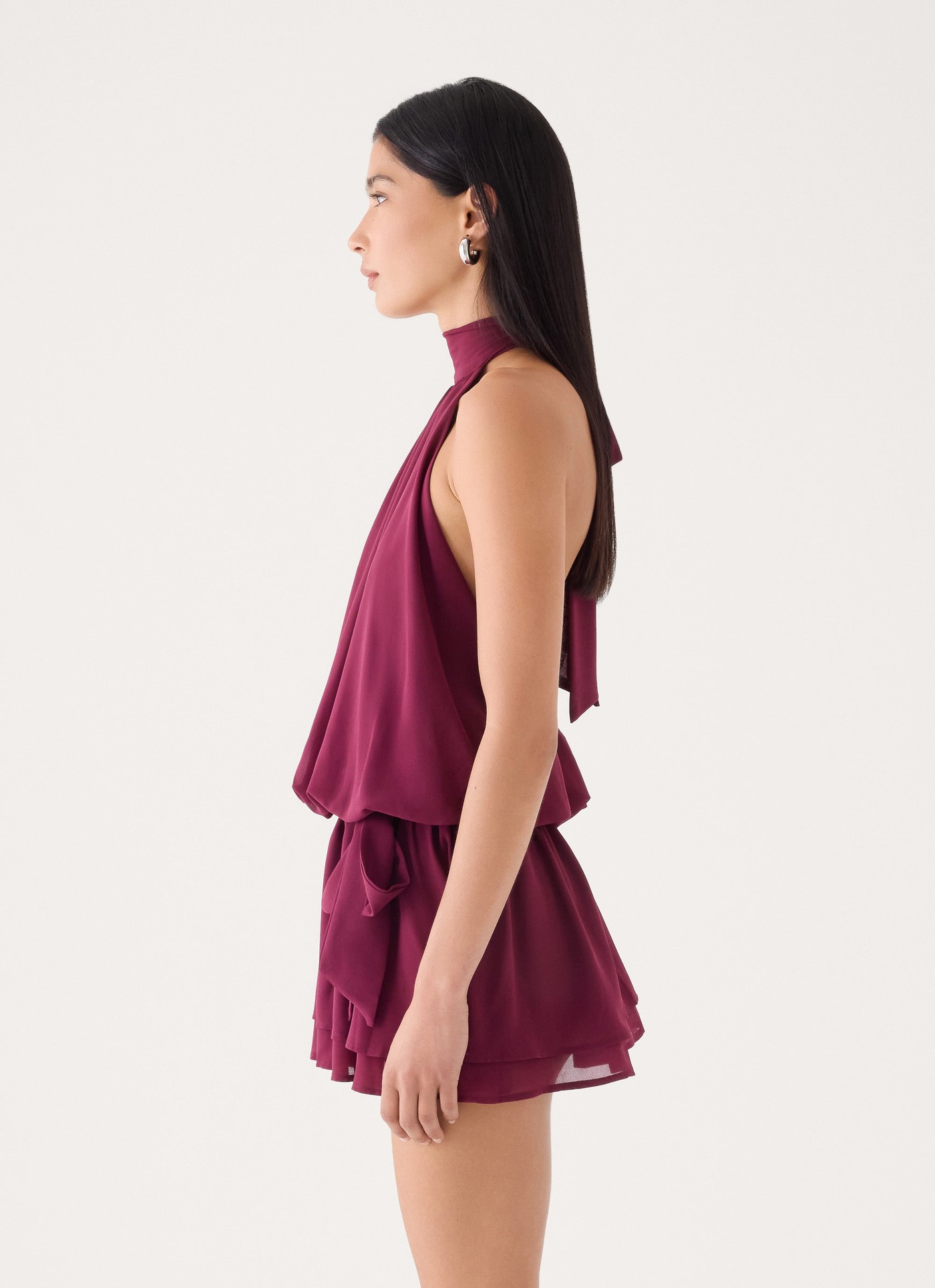 Vira Halter Mini Dress - Plum view 3