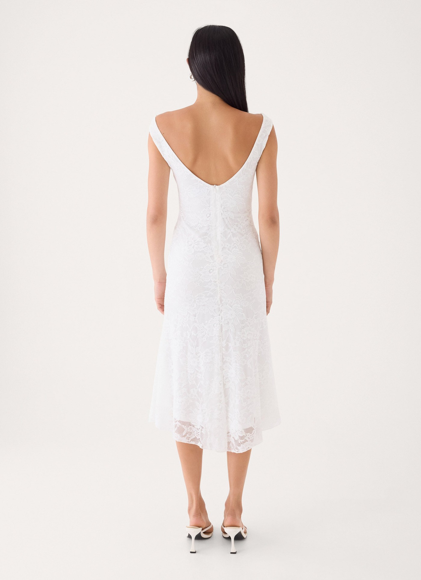 Love Street Lace Midi Dress - White view 4